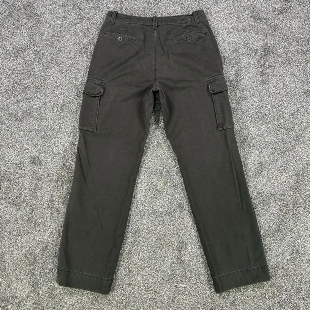 J. Crew Straight Leg Twill Cargo Pant Men 34x34 Military Green Canvas Button Fly